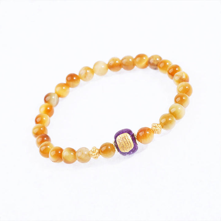 Buddha Stones Tigerauge Perlen Glücksschutz Armband