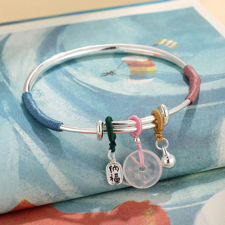 Buddha Stones Rosa Kristall Friedensschnalle Glücksblume Liebesarmband Armreif - image 8