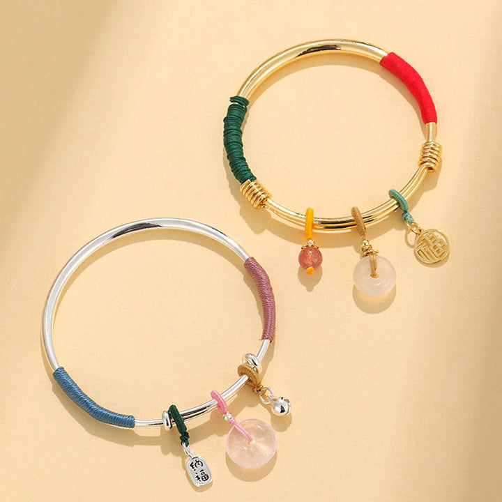 Buddha Stones Rosa Kristall Friedensschnalle Glücksblume Liebesarmband Armreif - image 13