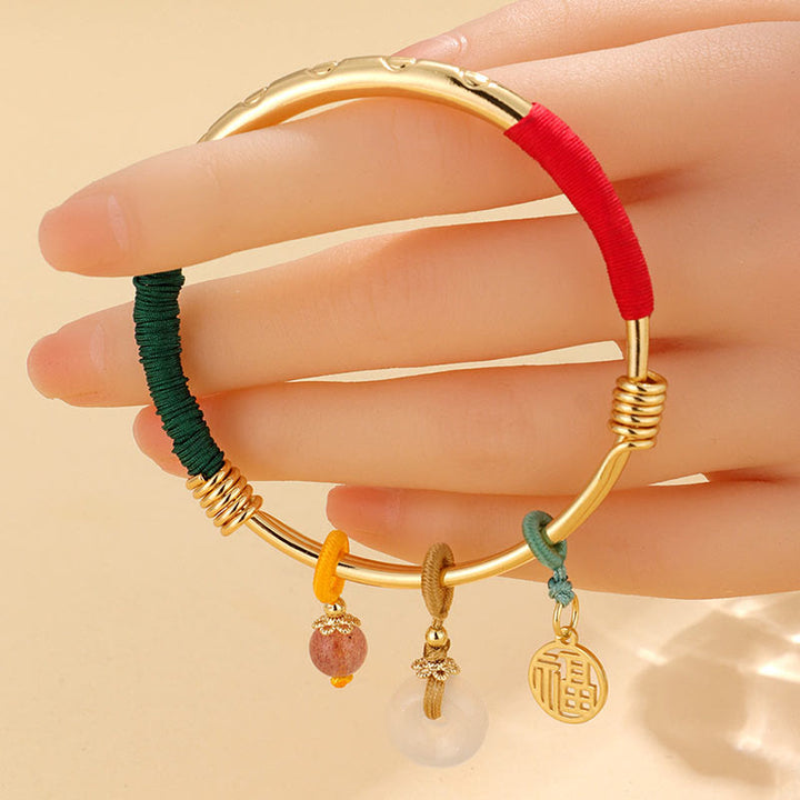 Buddha Stones Rosa Kristall Friedensschnalle Glücksblume Liebesarmband Armreif - image 1