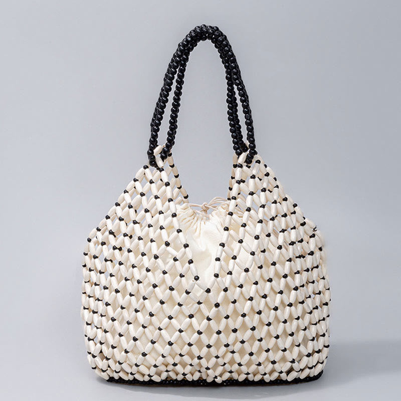 Buddha Stones Handgefertigte Holzperlen Schultertasche Handtaschen