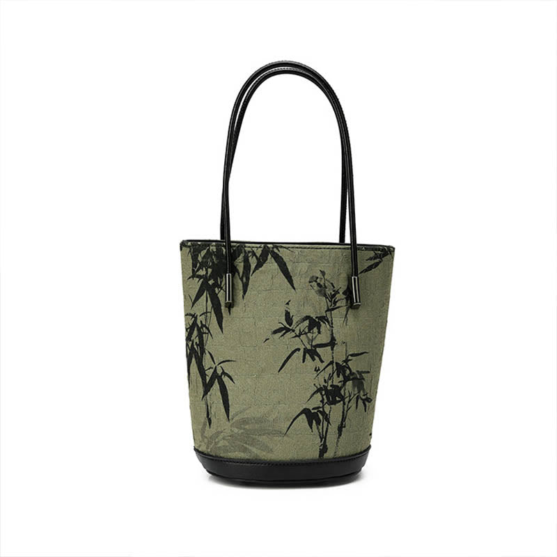 Buddha Stones Green Bamboo Print Vintage Umhängetasche Handtasche - image 4
