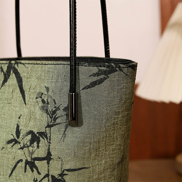 Buddha Stones Green Bamboo Print Vintage Umhängetasche Handtasche - image 5