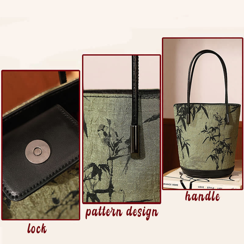 Buddha Stones Green Bamboo Print Vintage Umhängetasche Handtasche - image 7