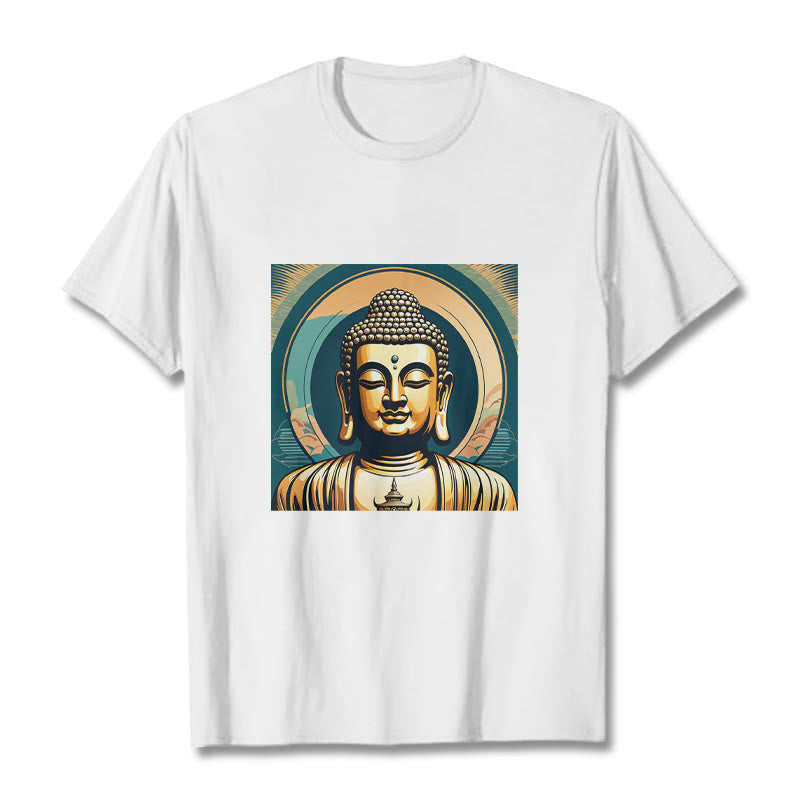 Buddha Stones Aura Golden Buddha Tee T-Shirt - Weiß - 2XL - image 4