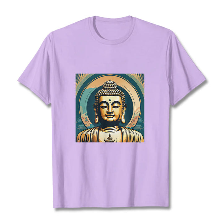 Buddha Stones Aura Golden Buddha Tee T-Shirt - Pflaume - 2XL - image 15