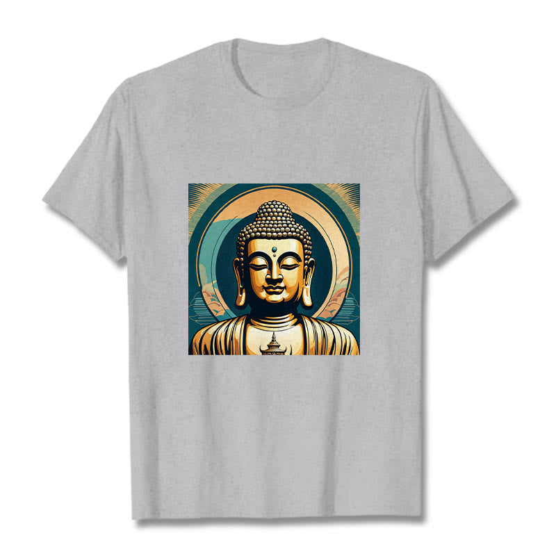 Buddha Stones Aura Golden Buddha Tee T-Shirt - Hellgrau - 2XL - image 19