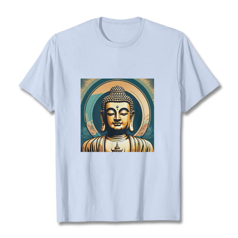 Buddha Stones Aura Golden Buddha Tee T-Shirt - Hellcyan - 2XL - image 17