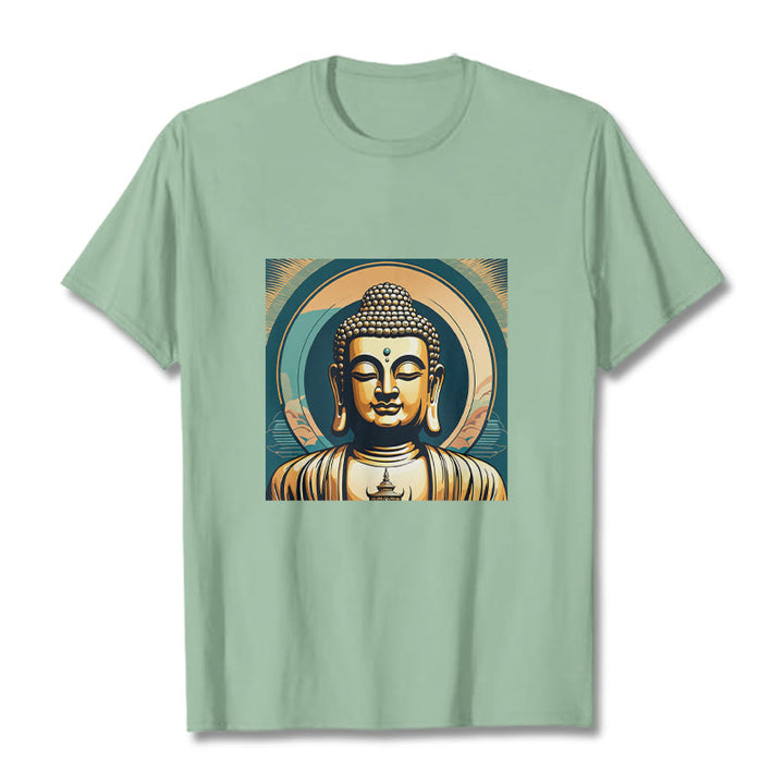 Buddha Stones Aura Golden Buddha Tee T-Shirt - Blassgrün - 2XL - image 14
