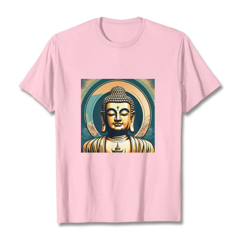 Buddha Stones Aura Golden Buddha Tee T-Shirt - Hellrosa - 2XL - image 12