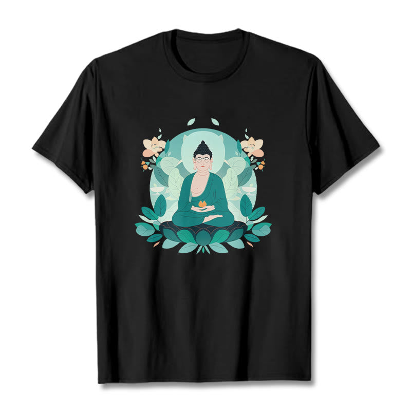 Buddha Stones Schließe Augen Green Leaf Buddha T-Shirt