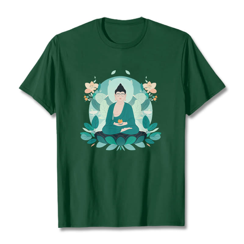 Buddha Stones Schließe Augen Green Leaf Buddha T-Shirt