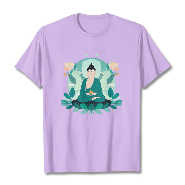 Buddha Stones Schließe Augen Green Leaf Buddha T-Shirt