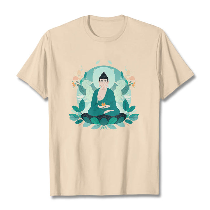 Buddha Stones Schließe Augen Green Leaf Buddha T-Shirt