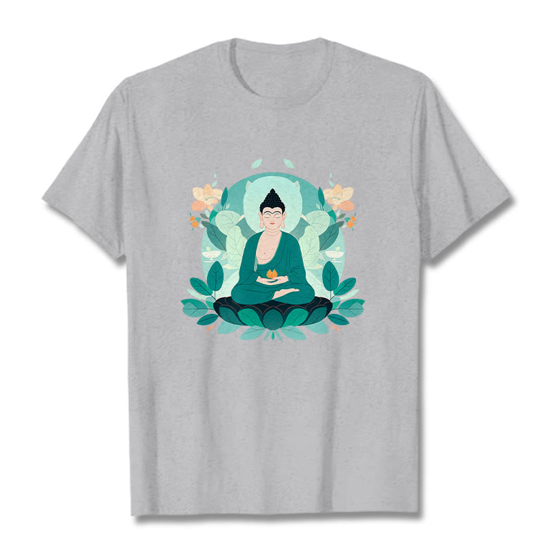 Buddha Stones Schließe Augen Green Leaf Buddha T-Shirt