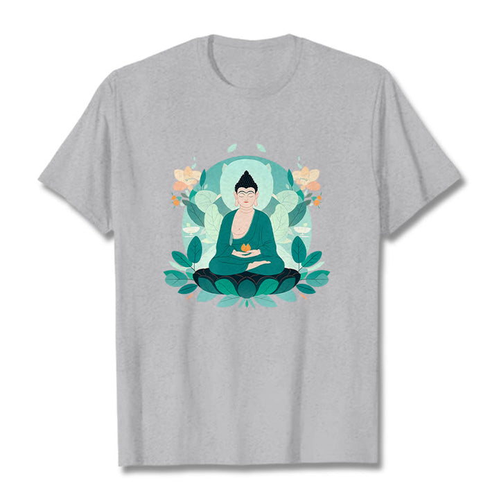 Buddha Stones Schließe Augen Green Leaf Buddha T-Shirt