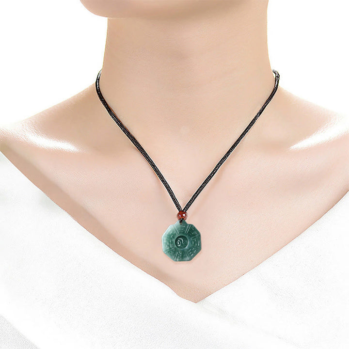 Buddha Stones Natürliche Jade FengShui Bagua Yin Yang Wohlstand Halskette Anhänger - image 9