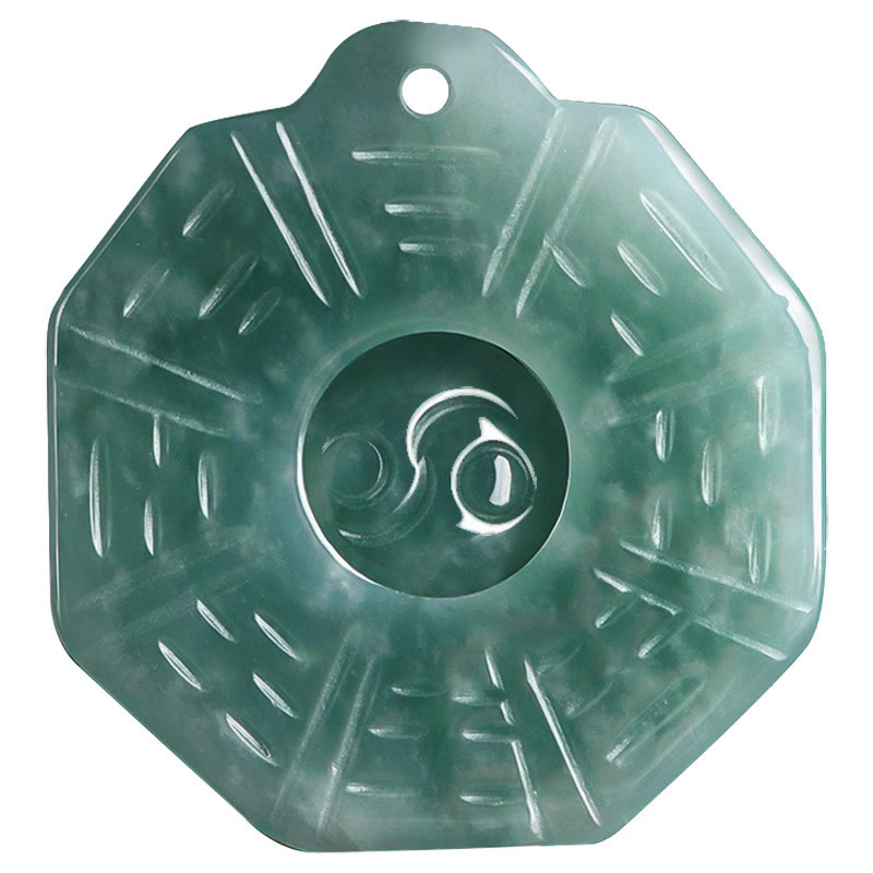 Buddha Stones Natürliche Jade FengShui Bagua Yin Yang Wohlstand Halskette Anhänger