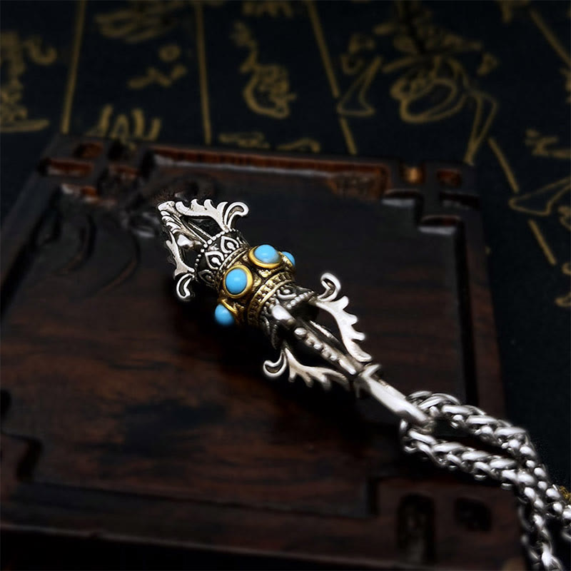 Buddha Stones Tibet Vajra Dorje Muster Kupfer Glück Reichtum Metall Halskette Anhänger