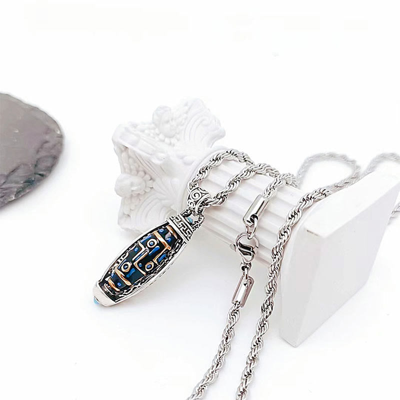 Buddha Stones Tibetische Om Mani Padme Hum Neun-Augen Dzi Perlmuster Frieden Reinheit Drehbare Halskette Anhänger - image 8