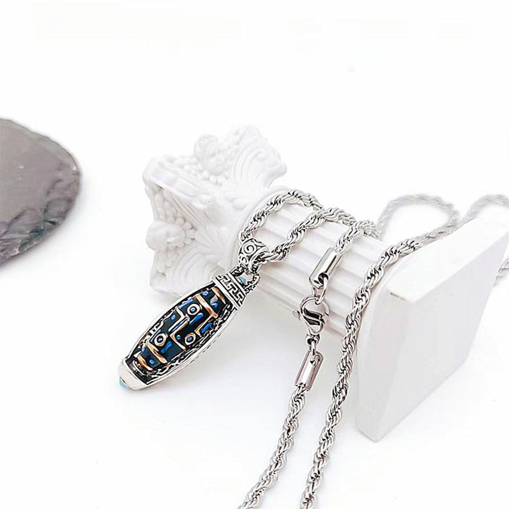 Buddha Stones Tibetische Om Mani Padme Hum Neun-Augen Dzi Perlmuster Frieden Reinheit Drehbare Halskette Anhänger - image 8