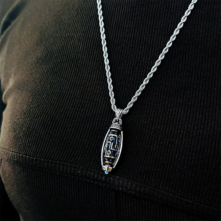 Buddha Stones Tibetische Om Mani Padme Hum Neun-Augen Dzi Perlmuster Frieden Reinheit Drehbare Halskette Anhänger - image 9