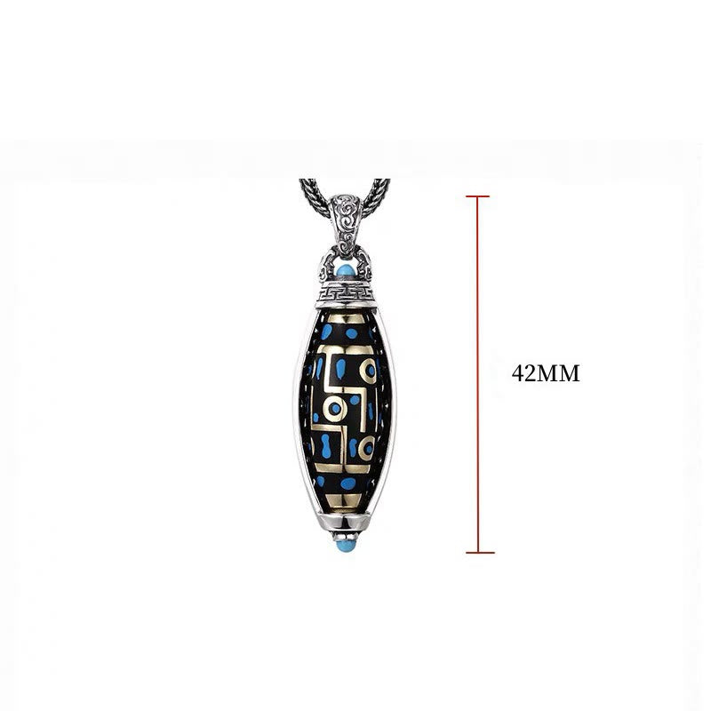 Buddha Stones Tibetische Om Mani Padme Hum Neun-Augen Dzi Perlmuster Frieden Reinheit Drehbare Halskette Anhänger - image 10