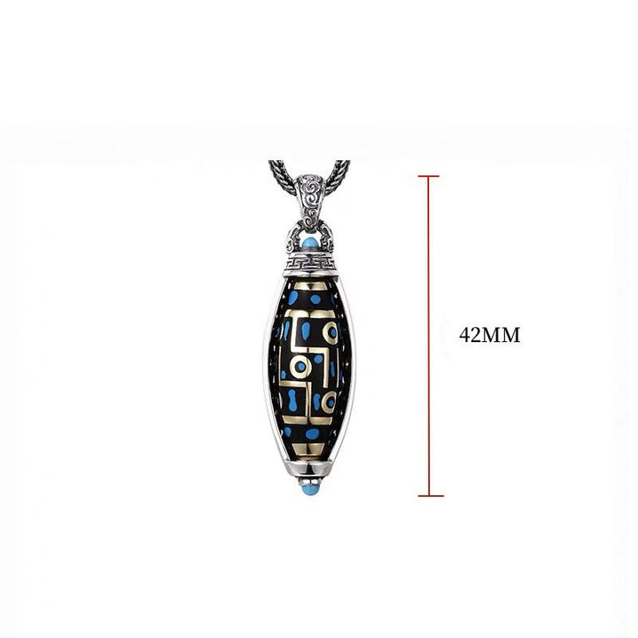 Buddha Stones Tibetische Om Mani Padme Hum Neun-Augen Dzi Perlmuster Frieden Reinheit Drehbare Halskette Anhänger - image 10