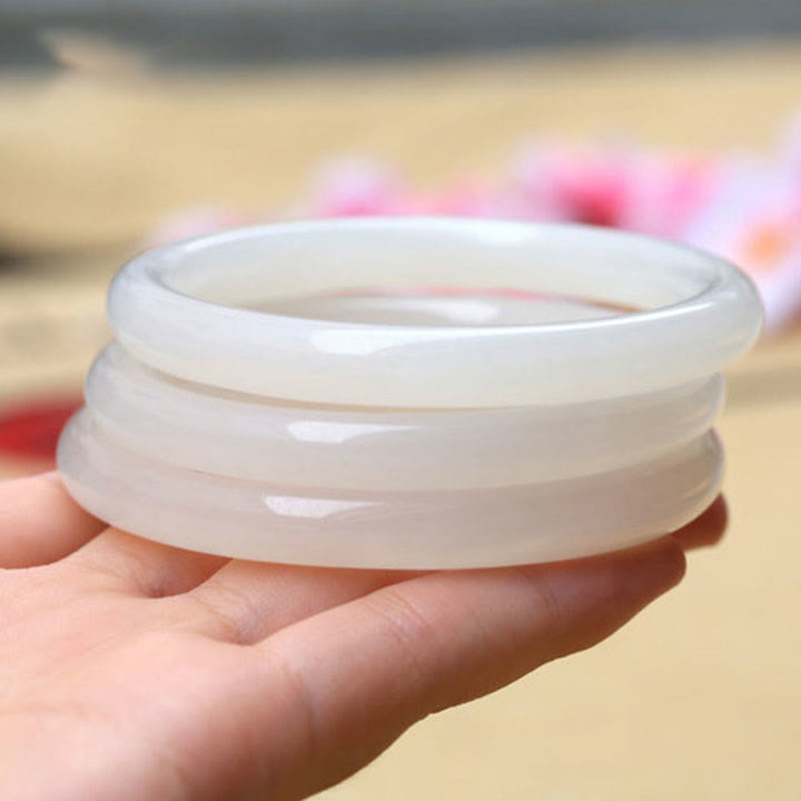 Buddha Stones Armband aus natürlichem, weiß-grünem Jade – Glücks- und Wohlstandssymbol - image 6