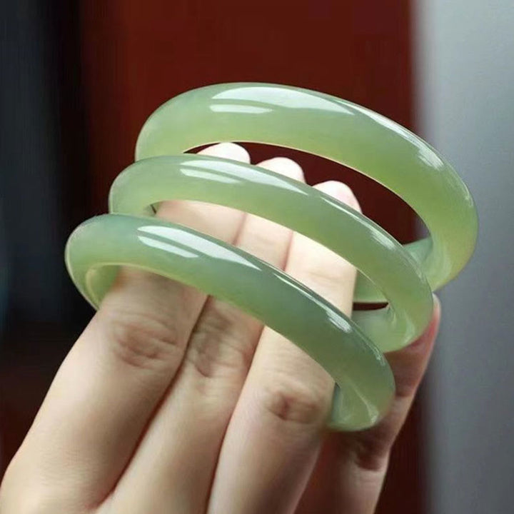 Buddha Stones Armband aus natürlichem, weiß-grünem Jade – Glücks- und Wohlstandssymbol - Grüner Jade - 62 mm - image 10