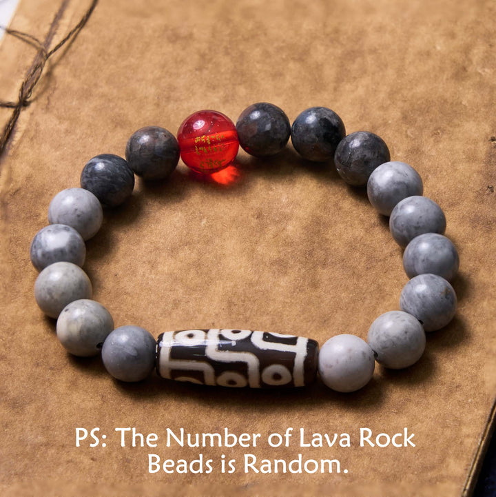 Buddha Stones Tibetisches Neun-Augen-Dzi-Perlen-Picasso-Jaspis-Positives Armband