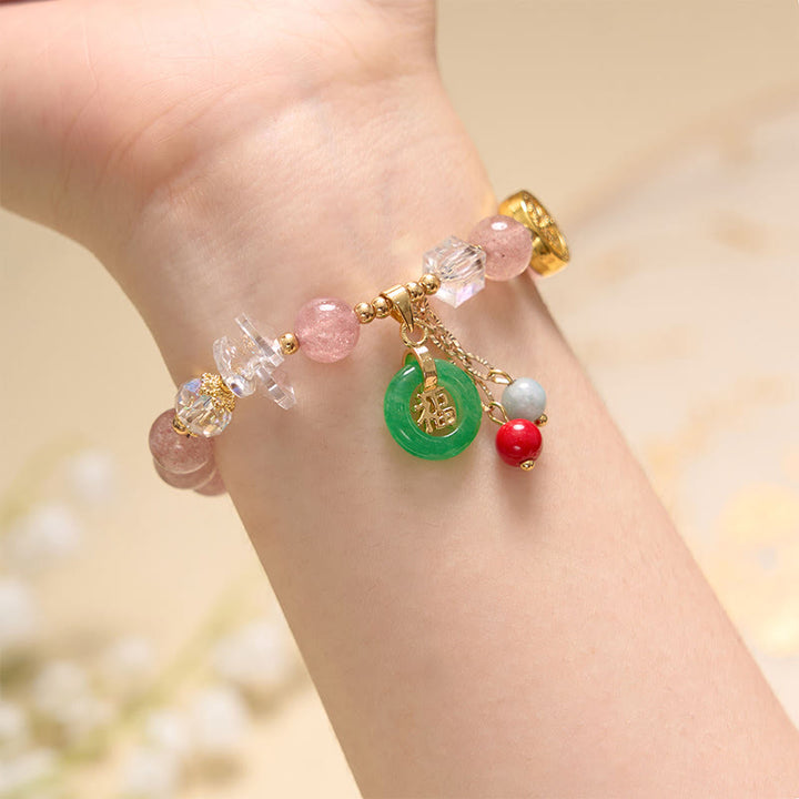 Buddha Stones Anziehende Liebe und Schutz Rosa Armband Armreif Bündel