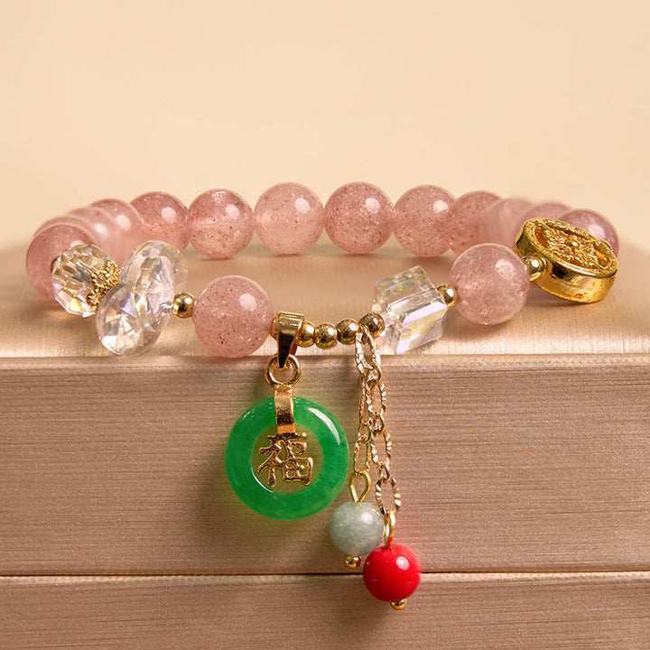 Buddha Stones Anziehende Liebe und Schutz Rosa Armband Armreif Bündel