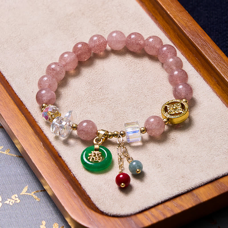 Buddha Stones Anziehende Liebe und Schutz Rosa Armband Armreif Bündel