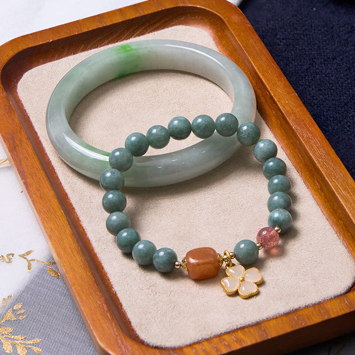 Buddha Stones Bringen Glück Grünes Jade-Armband-Bündel