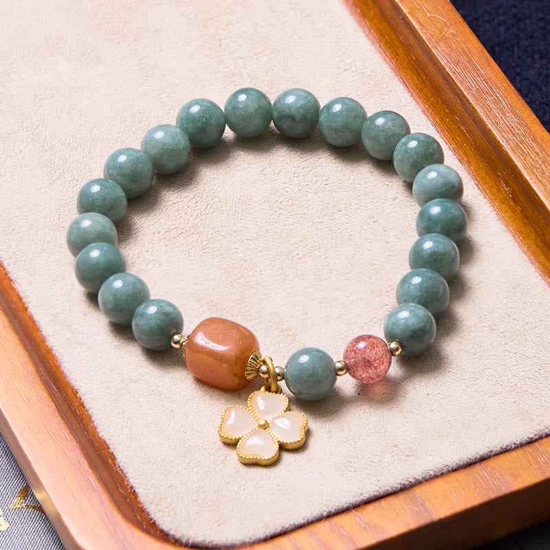 Buddha Stones Bringen Glück Grünes Jade-Armband-Bündel