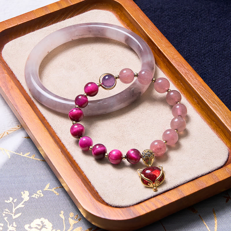 Buddha Stones Erhöhen Glück und Freude Lila Armband Set - Armband & Armreif 62-64 mm - image 0