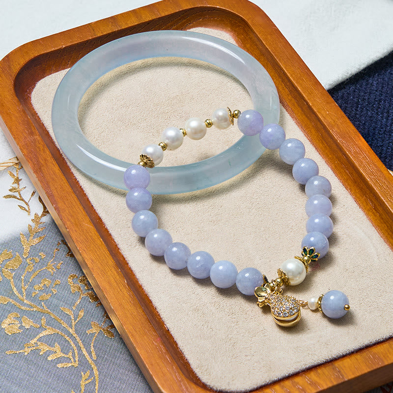 Buddha Stones Innerer Frieden und Stressabbau Aquamarin Jade Blau Armband Bündel - Armband & Armreif 64-66 mm - image 0