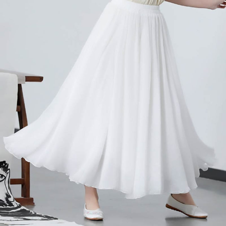 Buddha Stones 2 Stück Blumen Dreiviertelarm Midi Kleid Rock Chiffon Zen Kleidung Damen Set - Rock - 2XL(Passend für US 6; UK/AU 10; EU 38) - image 6