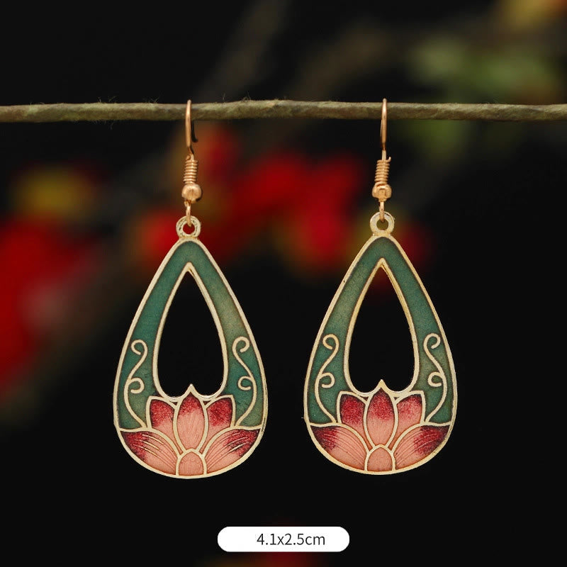 Buddha Stones Lotus-Schmetterlingsblumen-Ohrhänger aus Kupferlegierung – Erleuchtung - image 2