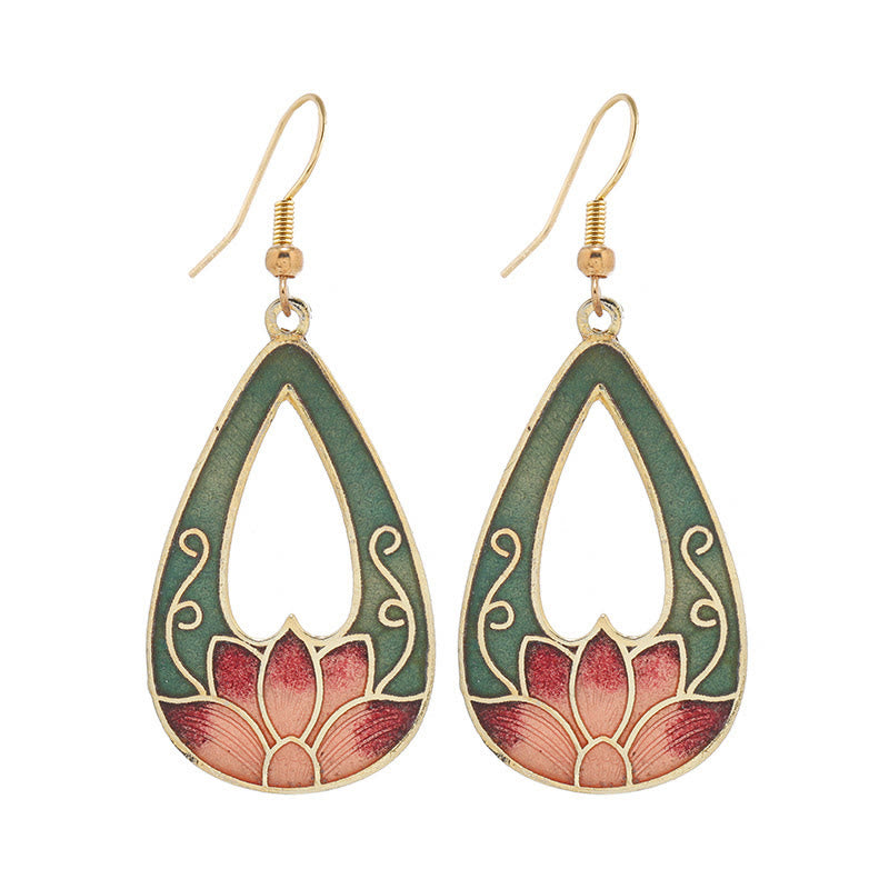 Buddha Stones Lotus-Schmetterlingsblumen-Ohrhänger aus Kupferlegierung – Erleuchtung - image 3