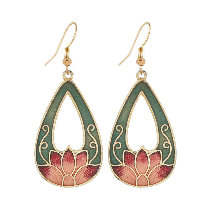 Buddha Stones Lotus-Schmetterlingsblumen-Ohrhänger aus Kupferlegierung – Erleuchtung - image 3