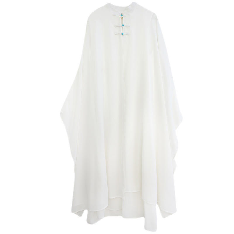 Buddha Stones 2 Stück Froschknopf Langarm Midi-Kleid Weite Hosen Chiffon Zen Damen Set - image 15