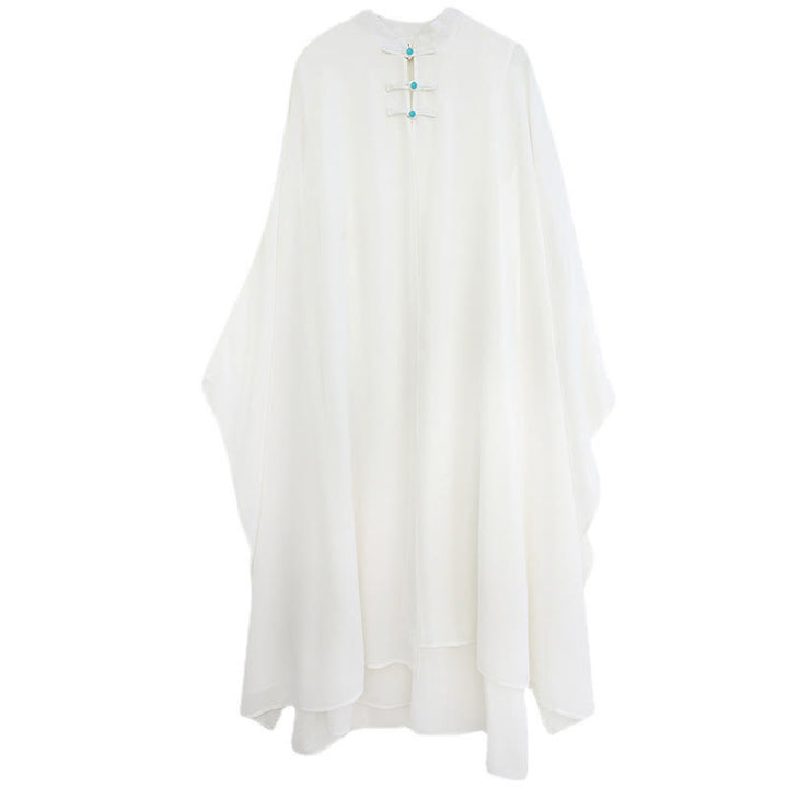 Buddha Stones 2 Stück Froschknopf Langarm Midi-Kleid Weite Hosen Chiffon Zen Damen Set - image 15