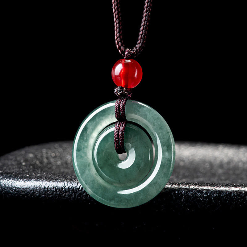 Buddha Stones Grün Jade Doppelter Friedensschnalle Wohlstand Halskette Anhänger - image 7