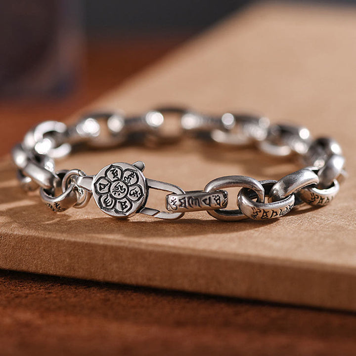 Buddha Stones Armband aus 925er Sterlingsilber mit sechs wahren Worten – Weisheit und Ruhe - 21 cm passend für einen Handgelenkumfang von 19-20 cm - image 0