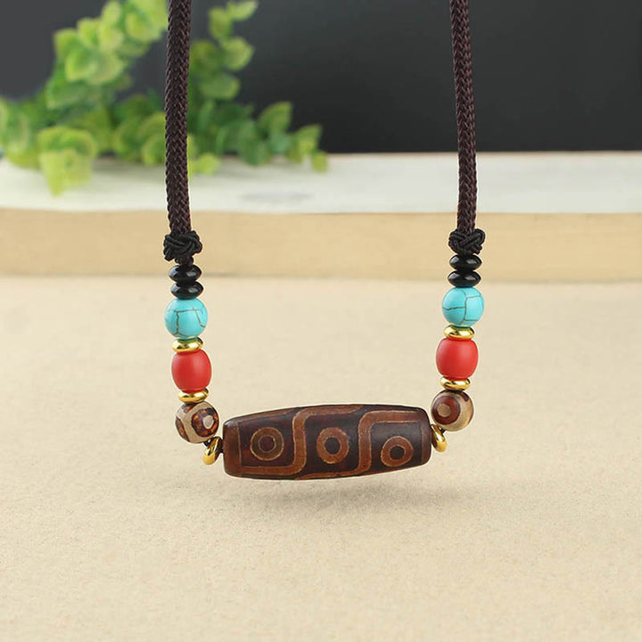 Buddha Stones Tibetische Halskette mit neun-äugiger Dzi-Perle, drei-äugiger Dzi-Perle, Schutzkette mit Anhänger - image 9