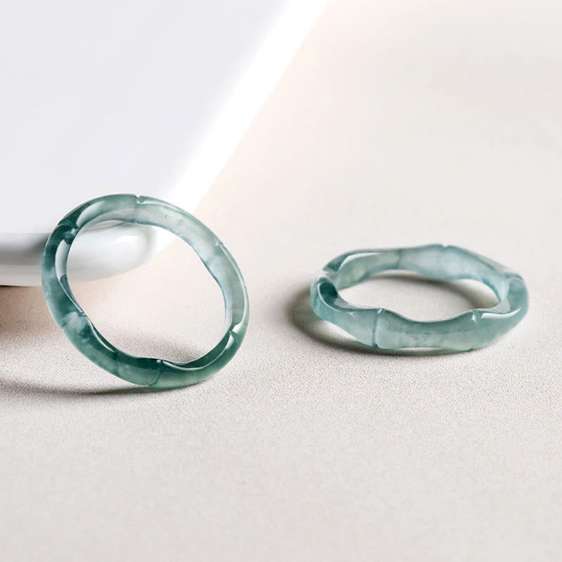 Buddha Stones Ring aus natürlichem Jade und Bambus – Symbol für Wohlstand und Fülle - image 3