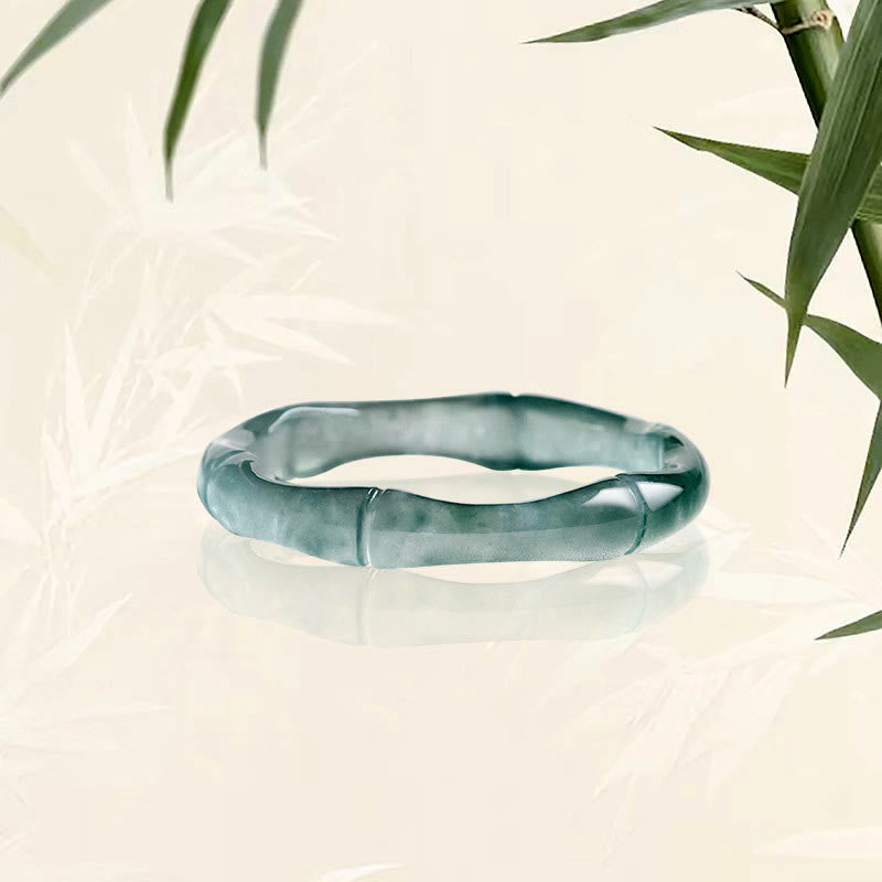 Buddha Stones Ring aus natürlichem Jade und Bambus – Symbol für Wohlstand und Fülle - 20 mm - image 0