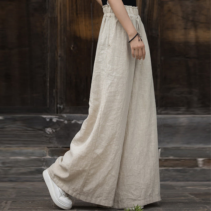 Buddha Stones Handgemachtes Tie Dye Ramie Leinen Froschknopf Midikleid Weite Beinhose mit Taschen - image 33